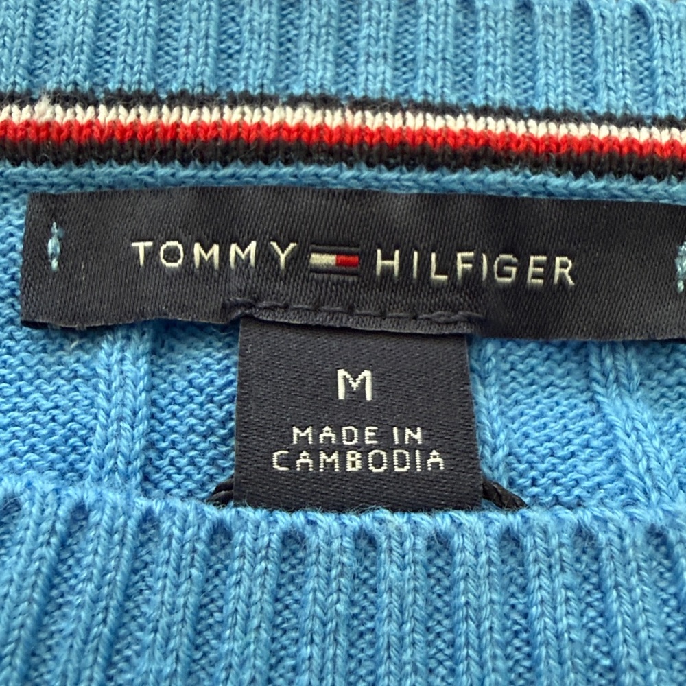 NWT-Tommy Hilfiger Sky Blue Crewneck Short Sleeve Sweater - Picture 4 of 6